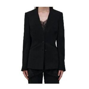 Jonathan Simkhai Allie Crepe Combo Baque Jacket Blazer in Black 6 NWT